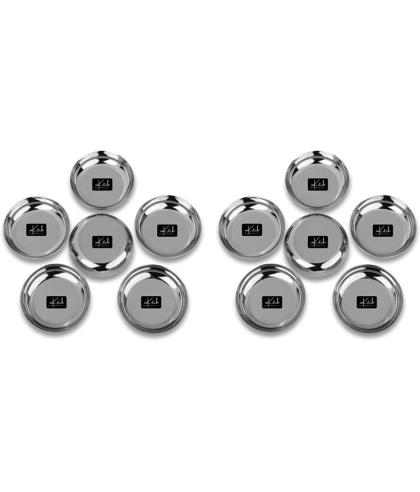     			inKitch 12 Pcs Stainless Steel Silver Dessert Plate