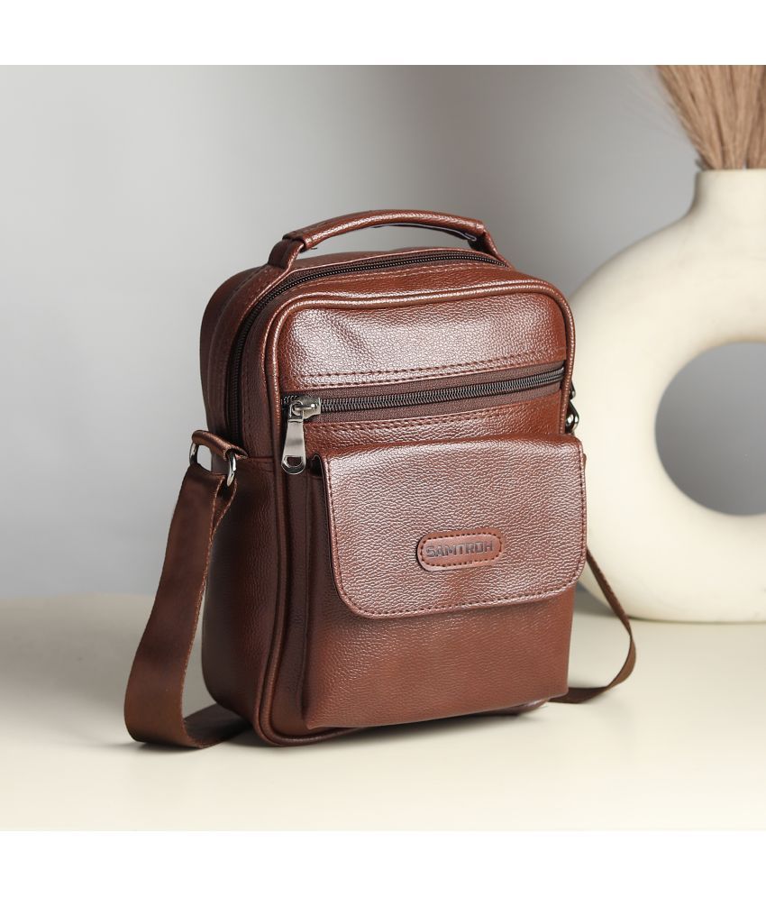     			samtroh Brown Solid Messenger Bag