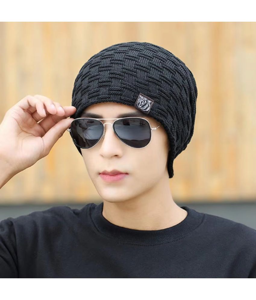     			Bolax Pack of 1 Woollen Men's Cap ( Black )