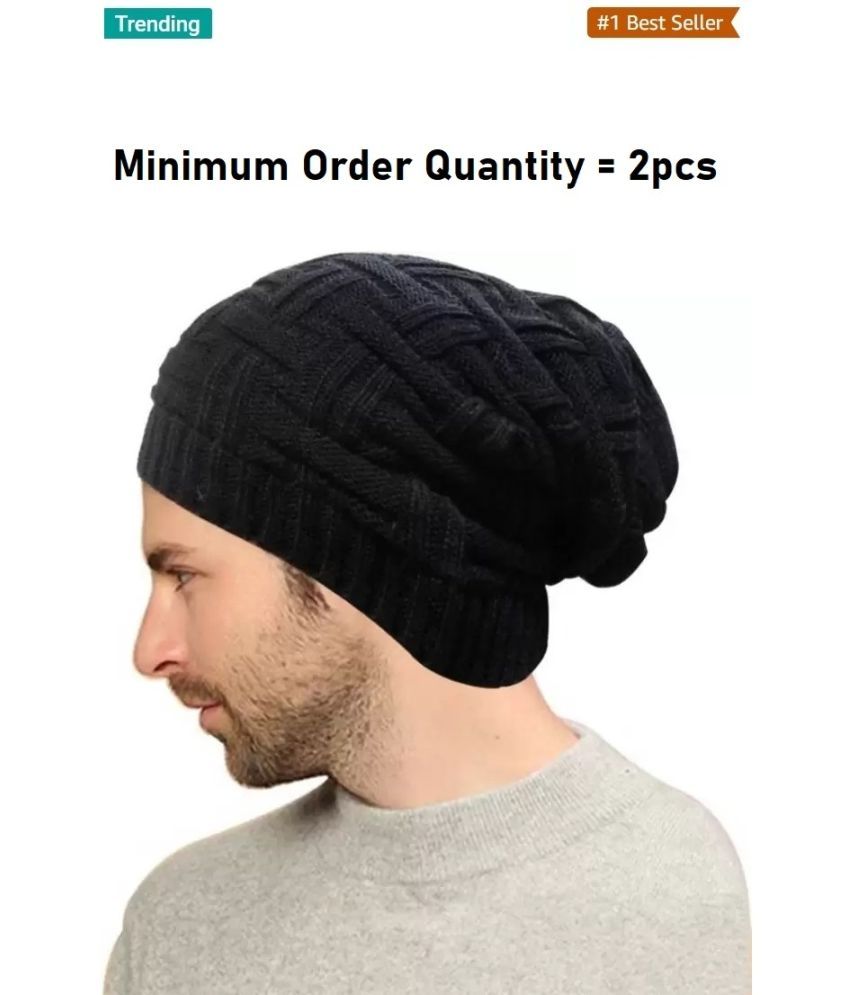     			Bolax Pack of 1 Woollen Men's Cap ( Black )