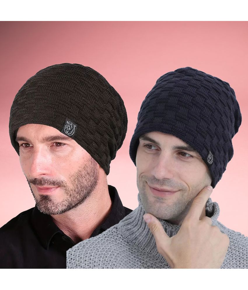     			Bolax Pack of 2 Woollen Men's Cap ( Black )