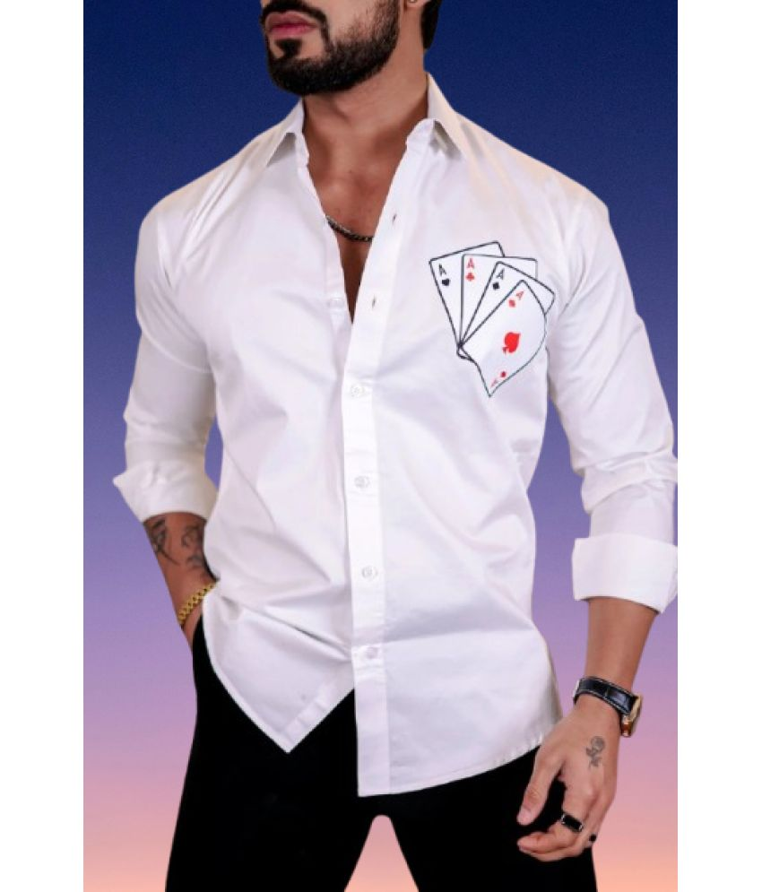     			IQIVLI Cotton Blend Regular Fit Printed Full Sleeves Men's Casual Shirt - White ( Pack of 1 )