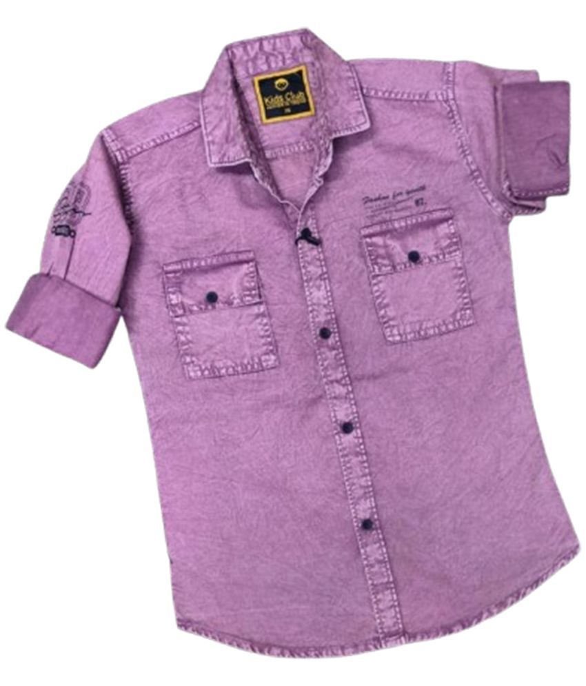     			KIDS CLUB Pack of 1 Boys 100% Cotton Full Sleeves Shirt ( Purple )