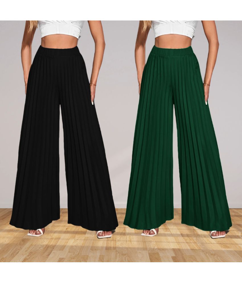     			Kintu Parantu Pack of 2 Polyester Straight Women's Palazzos ( Multicolor 1 )