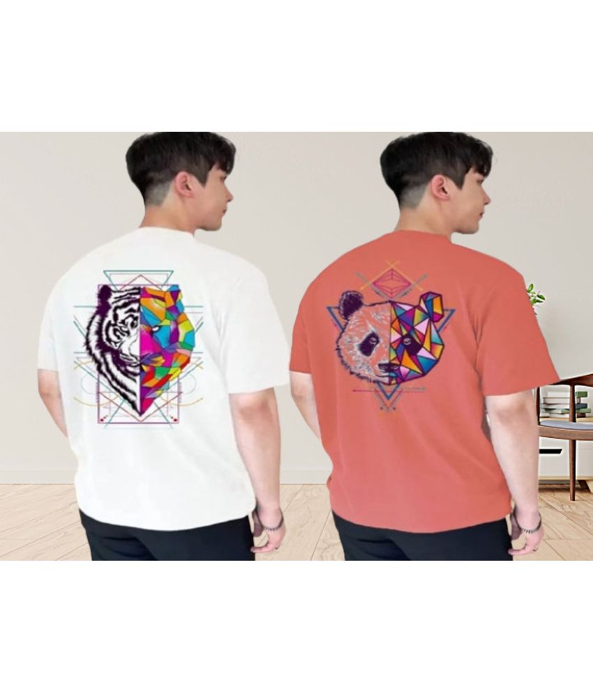     			Lecowar Polyester Regular Fit Printed Half Sleeves Men's Round T-Shirt - Multicolor6 ( Pack of 2 )