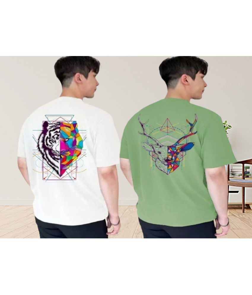     			Lecowar Polyester Regular Fit Printed Half Sleeves Men's Round T-Shirt - Multicolor3 ( Pack of 2 )