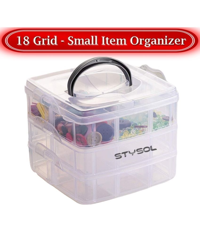     			Stysol 18 Grid Storage Box For Jewellery, Cosmetic Items, Earrings, ETC Multipurpose Organizer Storage Box