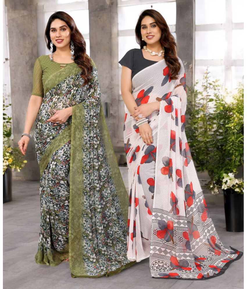     			TTH Georgette Printed Saree Without Blouse Piece ( Multicolor 17 , Pack of 2 )