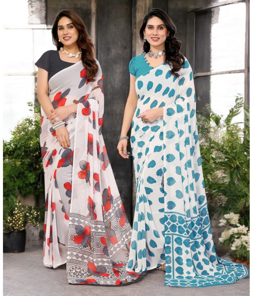     			TTH Georgette Printed Saree Without Blouse Piece ( Multicolor 20 , Pack of 2 )