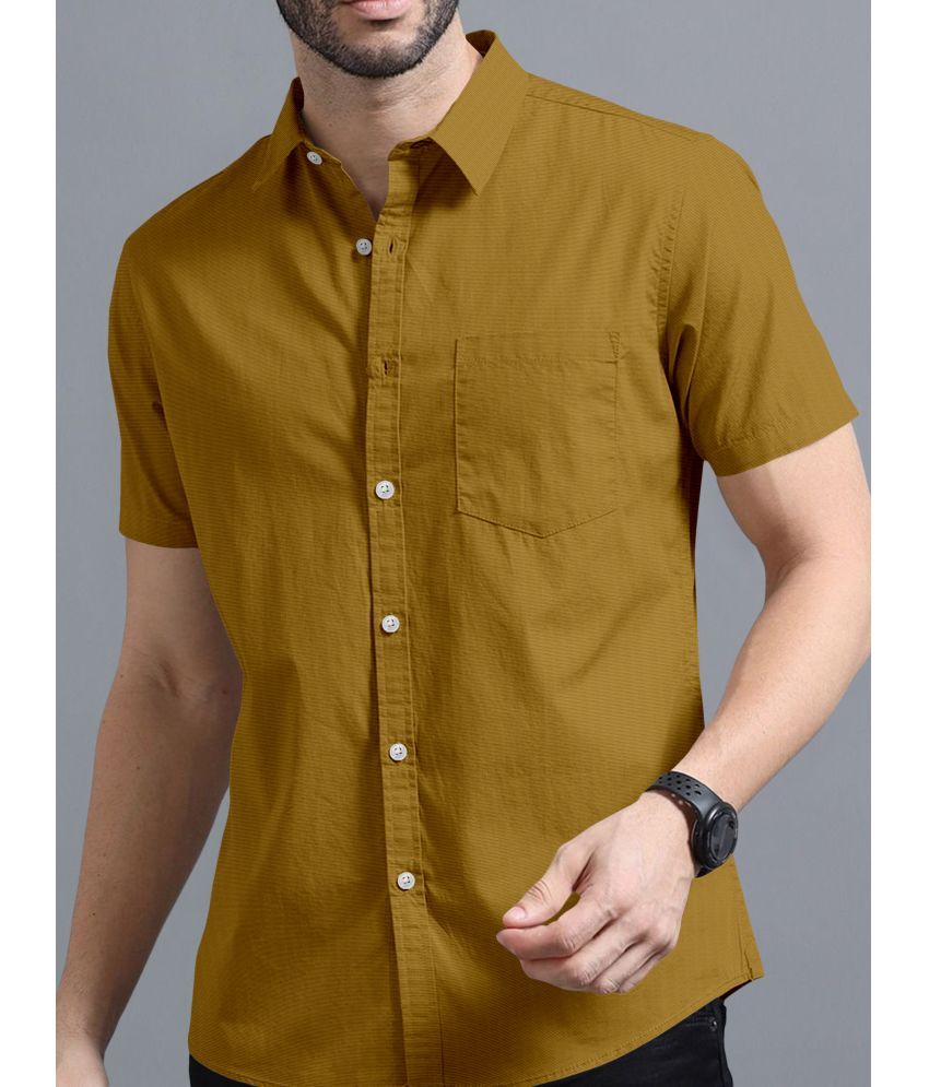     			VTEXX Cotton Blend Regular Fit Solids Half Sleeves Men's Casual Shirt - Mustard ( Pack of 1 )