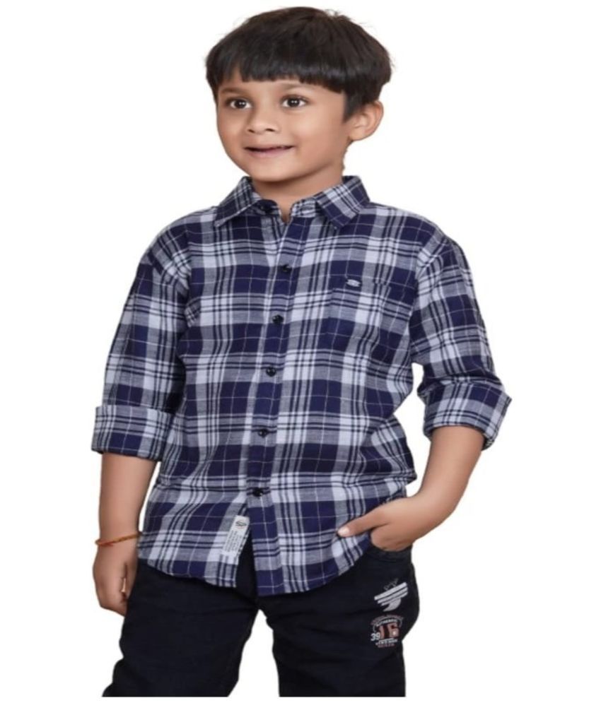     			ZAKAR STYLE Pack of 1 Boys Cotton Blend Full Sleeves Shirt ( Blue,White )