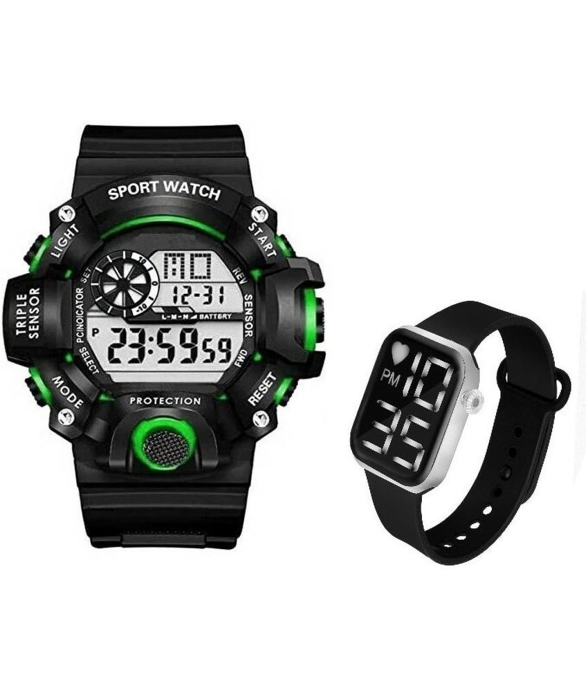     			chronorex Black Silicon Digital Men's Watch