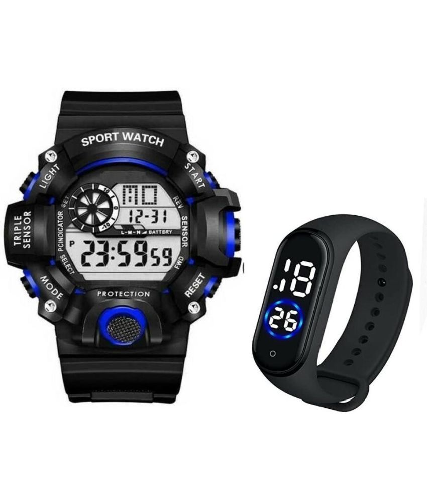     			chronorex Black Silicon Digital Men's Watch