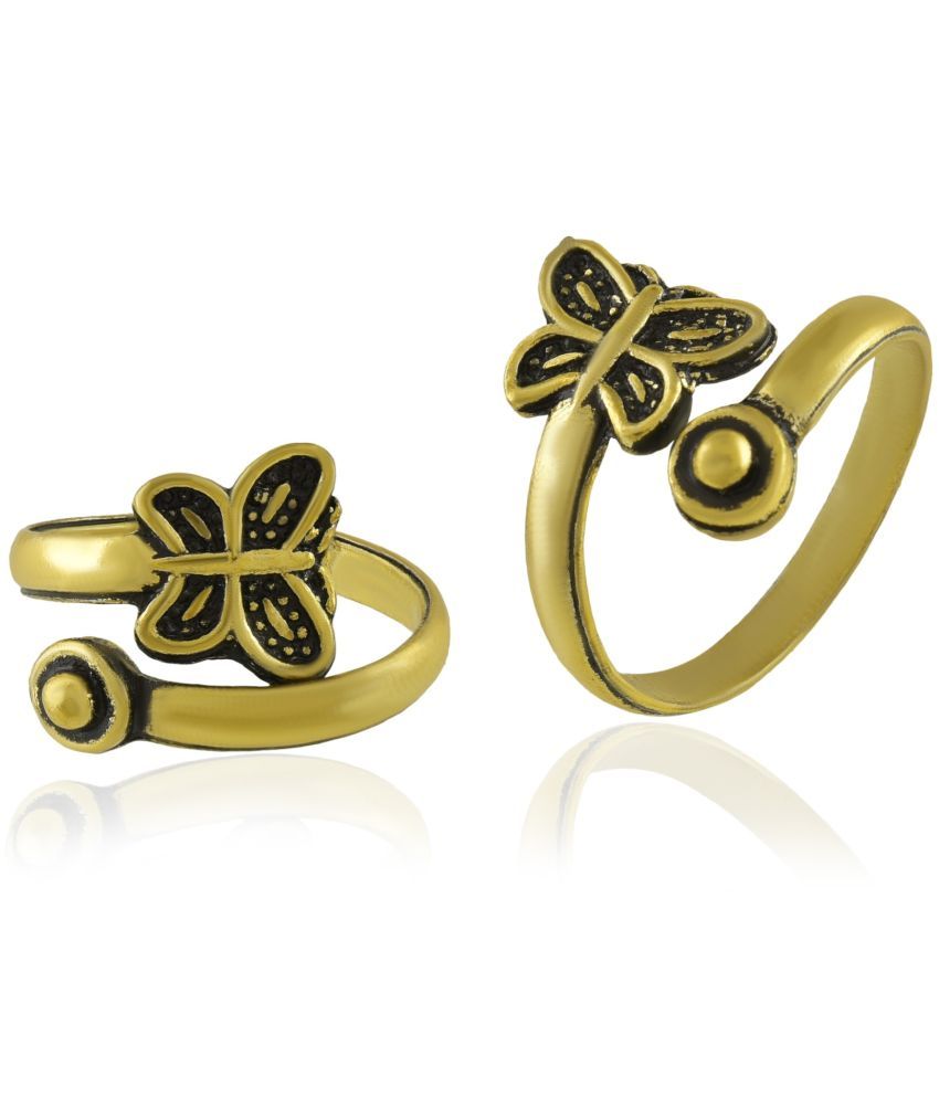     			ADMIER Gold Toe Rings ( Pack of 2 )