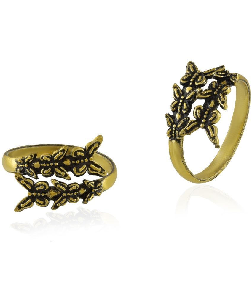     			ADMIER Gold Toe Rings ( Pack of 2 )