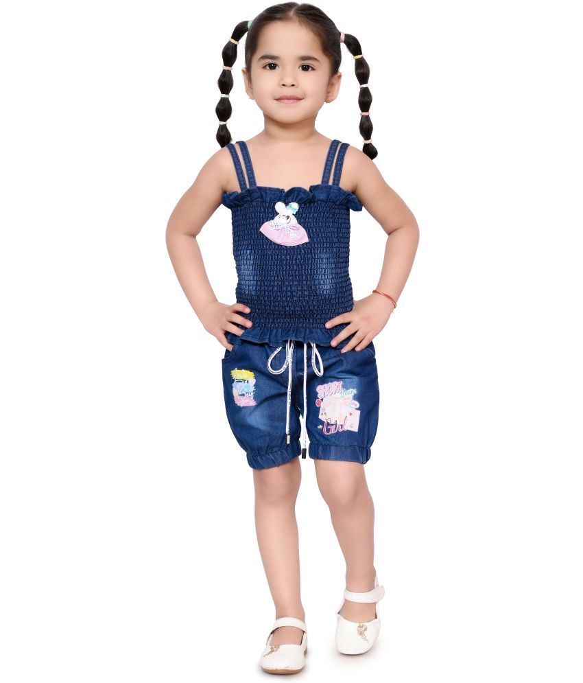     			DS DRESSES Pack of 1 Girls Denim T-shirt & Shorts ( Blue )