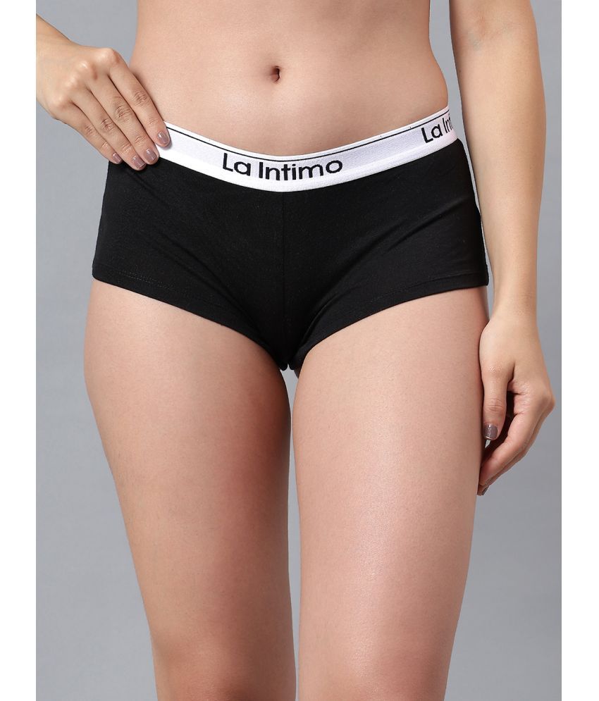     			La Intimo Pack of 1 Modal Boy Shorts For Women ( Black )