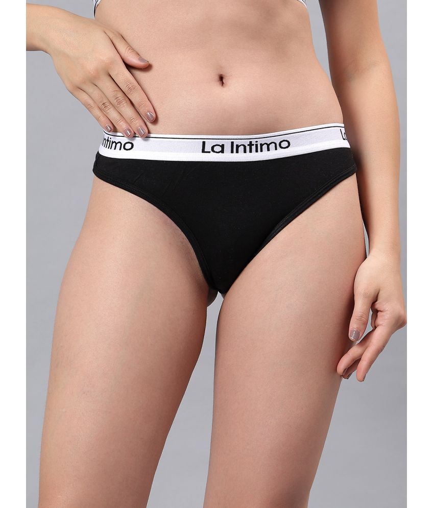     			La Intimo Pack of 1 Modal Thongs For Women ( Black )