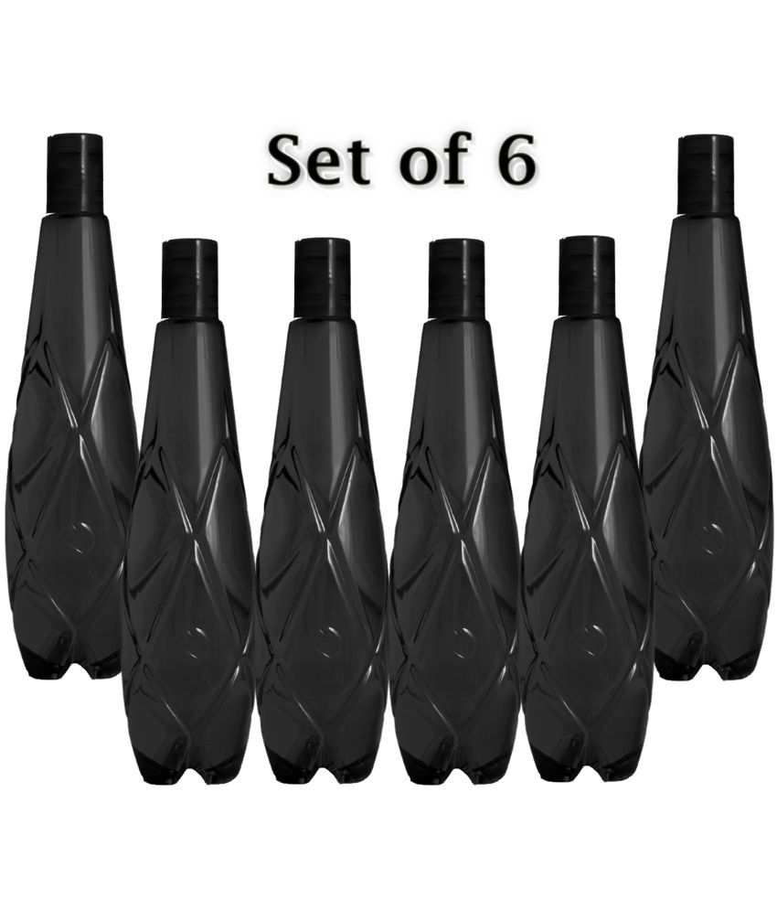     			Stysol Water Bottel  Black Plastic Water Bottle 1000 mL ( Set of 6 )