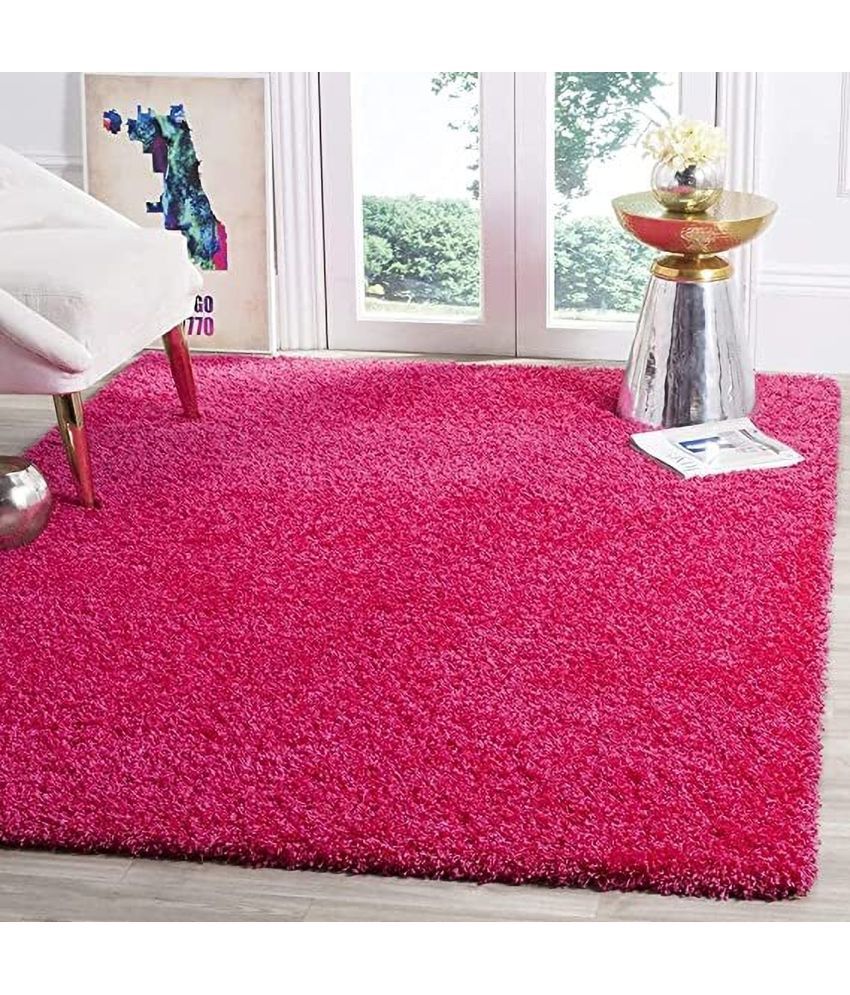     			ANABIA CARPET Pink Polyester Carpet Plain 3x5 Ft