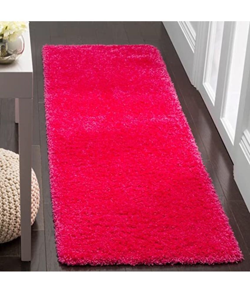     			ANABIA CARPET Pink Polyester Carpet Plain 2x6 Ft