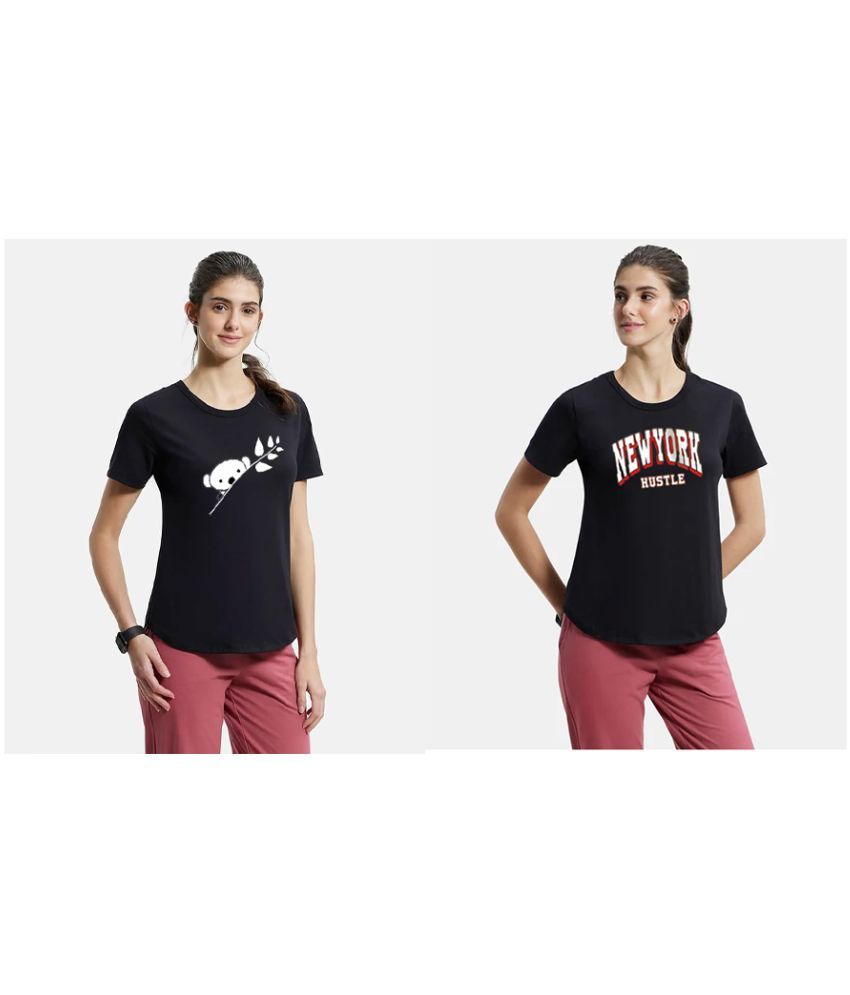     			ATIGIANO APPAREL Black Polyester Lycra Tees - Pack of 2