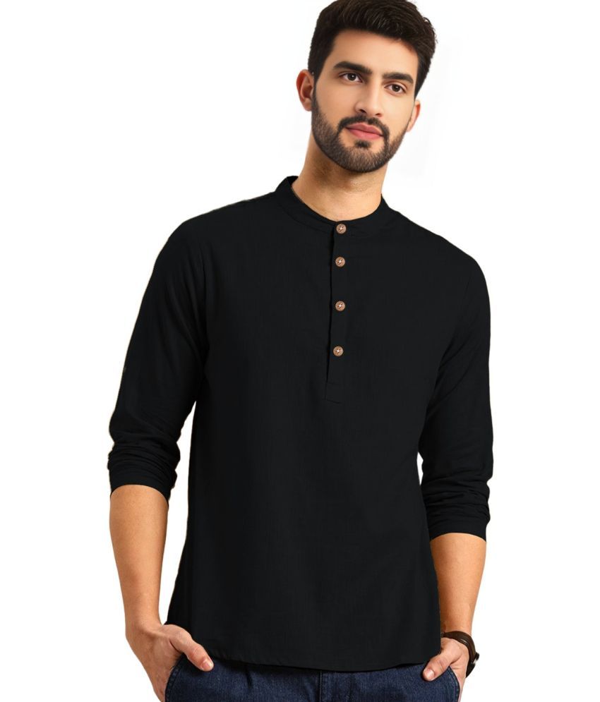     			Apektra Black Cotton Blend Men's Shirt Style Kurta ( Pack of 1 )