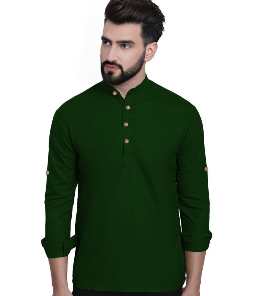     			Apektra Green Cotton Blend Men's Shirt Style Kurta ( Pack of 1 )