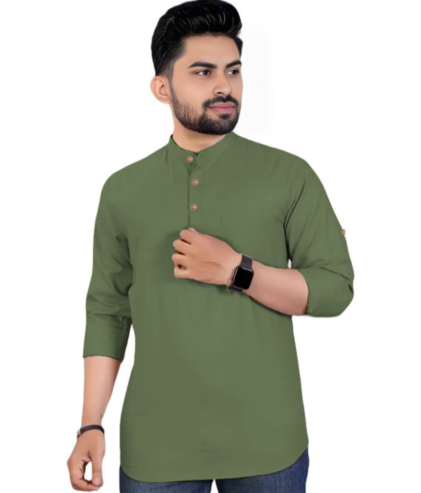     			Apektra Light Green Cotton Blend Men's Shirt Style Kurta ( Pack of 1 )