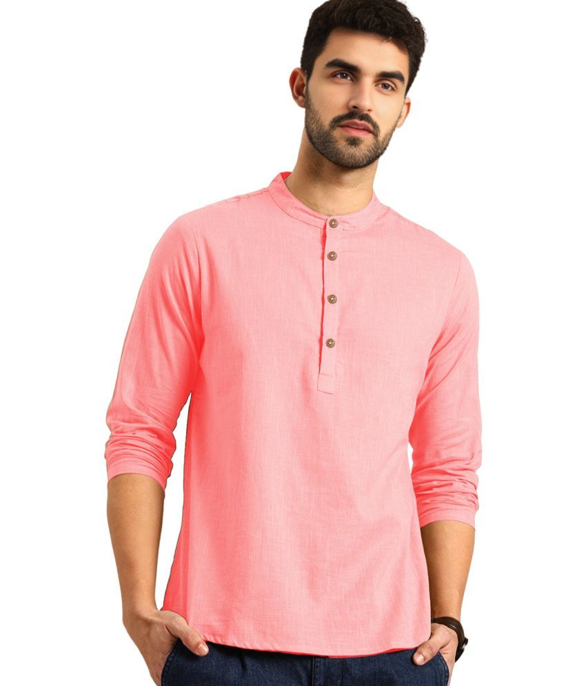     			Apektra Peach Cotton Blend Men's Shirt Style Kurta ( Pack of 1 )