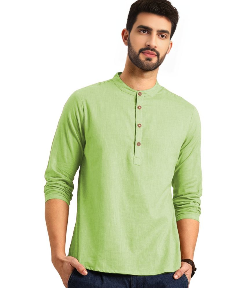     			Apektra Sea Green Cotton Blend Men's Shirt Style Kurta ( Pack of 1 )