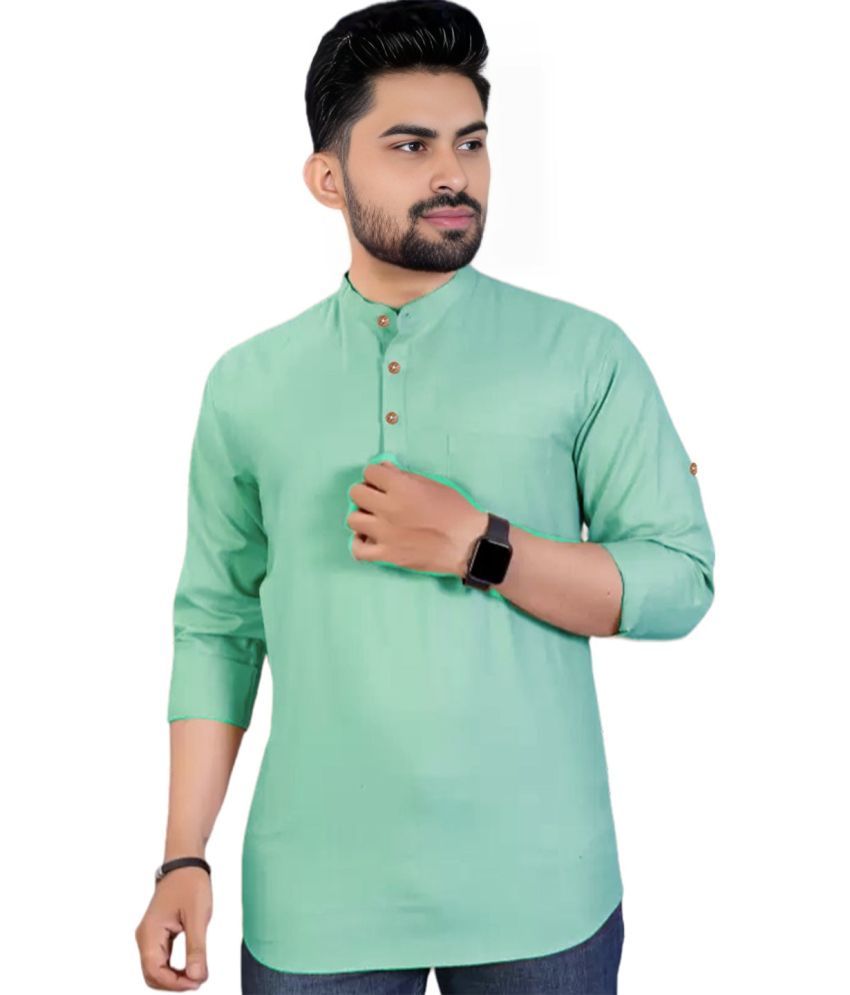     			Apektra Silver Cotton Blend Men's Shirt Style Kurta ( Pack of 1 )