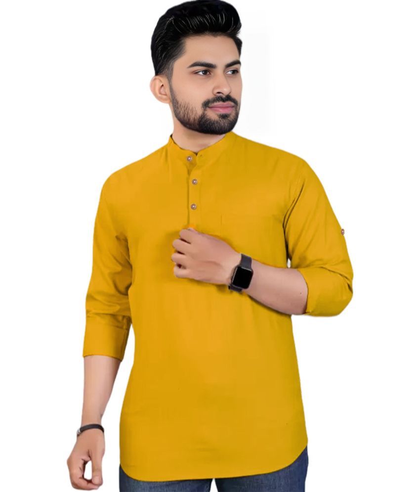     			Apektra Yellow Cotton Blend Men's Shirt Style Kurta ( Pack of 1 )