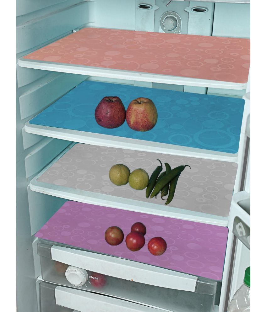     			Crosmo PVC Polka Dots Fridge Mats ( 44 28 ) Pack of 4 - Multicolor