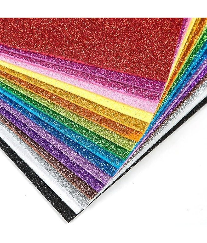     			Freedy 4 Glitter Foam Sheet Sparkles (self Adhesive) 2 mm Thick 10 Different Color, for Art & Craft-z