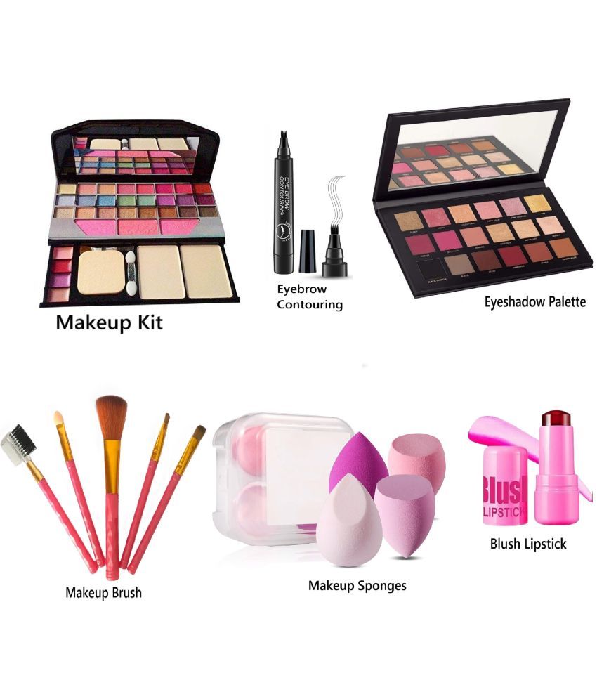     			GABANA Makeup Kit ( Makeup Kit, Eyebrow Pen,Eyeshadow Palette, 5 Brush, 4 Puffs in Box, Blush Combo of 6 )