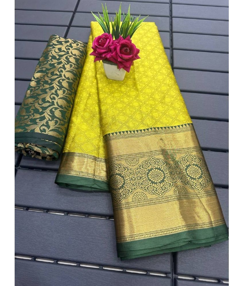     			KV Fashion Cotton Silk Embellished Saree With Blouse Piece ( Mustard , Pack of 1 )