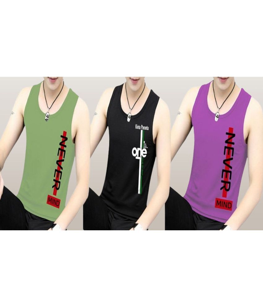     			Lecowar Pack of 3 Polyester Basic Vest For Men ( Multicolor12 )