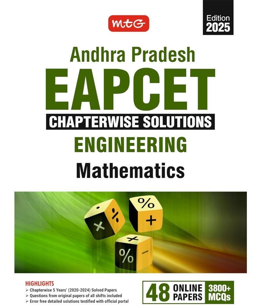     			MTG Andhra Pradesh EAPCET Chapterwise Previous Years (2020-2024) Solved Question Papers Mathematics Book | 3800+ MCQs with Detailed Solutions | PYQs Question Bank For 2025 Exam