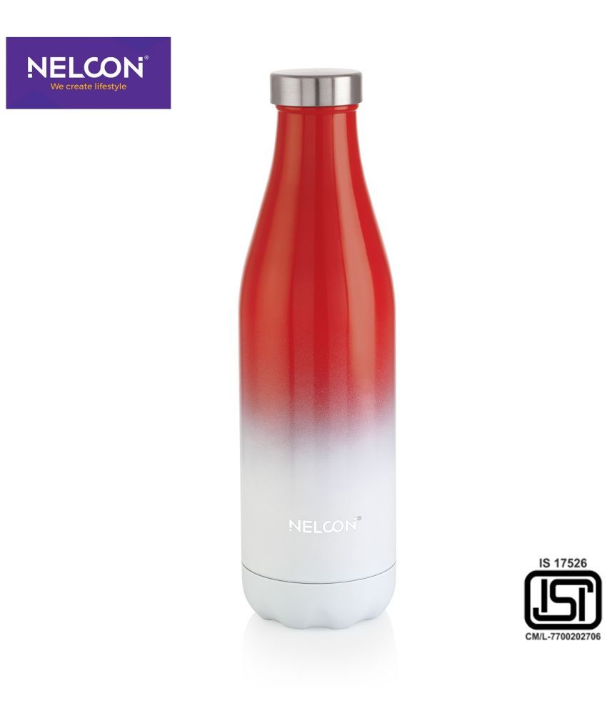     			Nelcon PRIDENT Red Stainless Steel Water Bottle 750 mL ( Set of 1 )