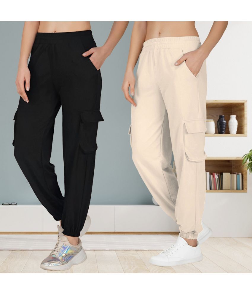     			Parona Pack of 2 Polyester Regular Women's Joggers ( Cream )