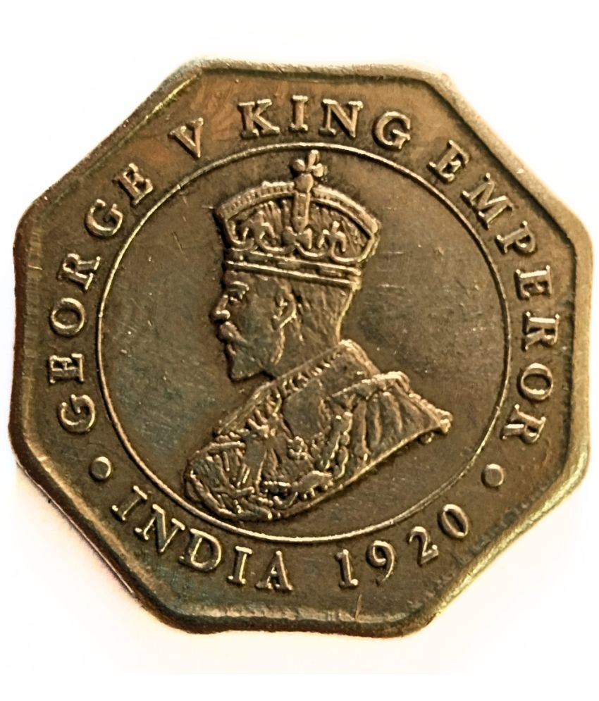     			Rare 1920 King George V 4 Annas Coin & 1840 One Anna Token  Antique Collectible