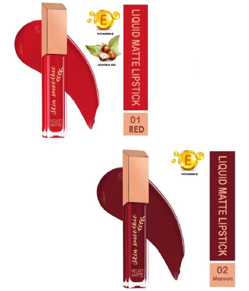     			SKIN SMOOTHIE Matte Liquid Lipstick Set, Long Lasting & Waterproof 3ml each (Pack of 2)