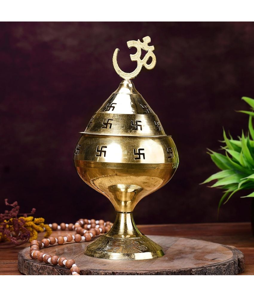     			T-KA108 Om Swastik Special Akhand Diya Brass Oil Lamp for Pooja at Temples Home ( 4.8 inches )