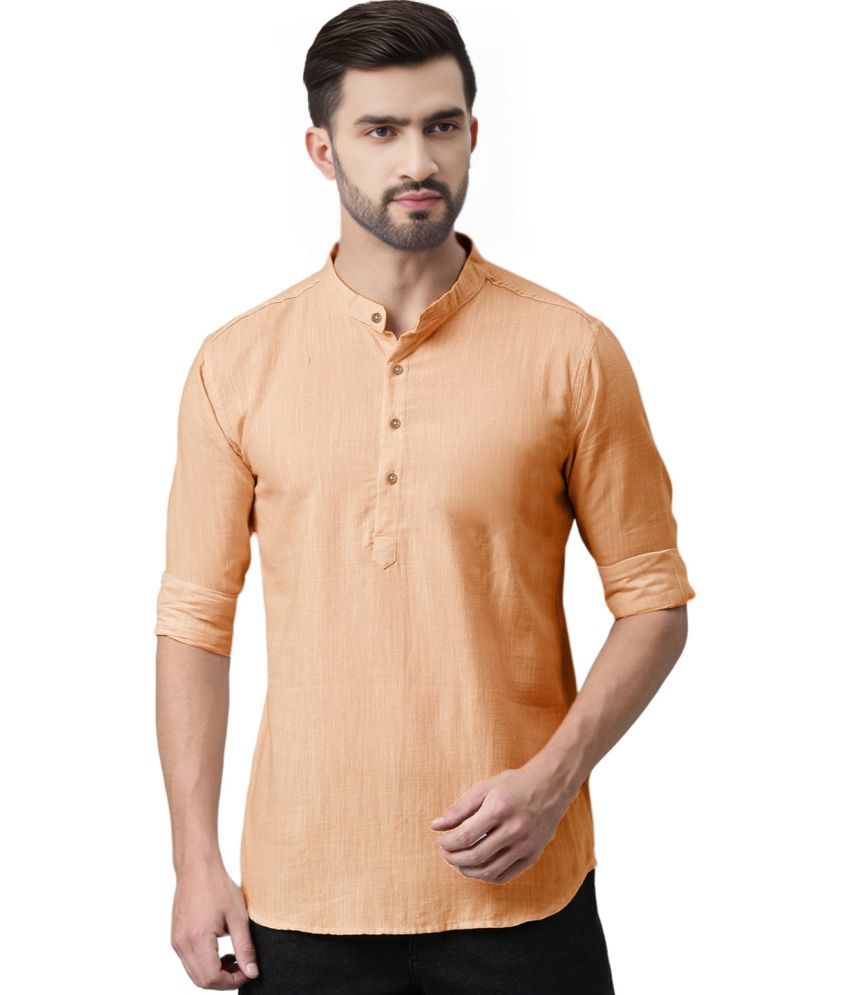     			Trendi Vastra Orange Cotton Blend Men's Shirt Style Kurta ( Pack of 1 )