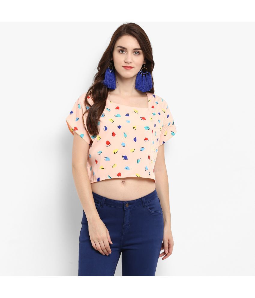     			Zima Leto Peach Polyester Women's Crop Top ( Pack of 1 )