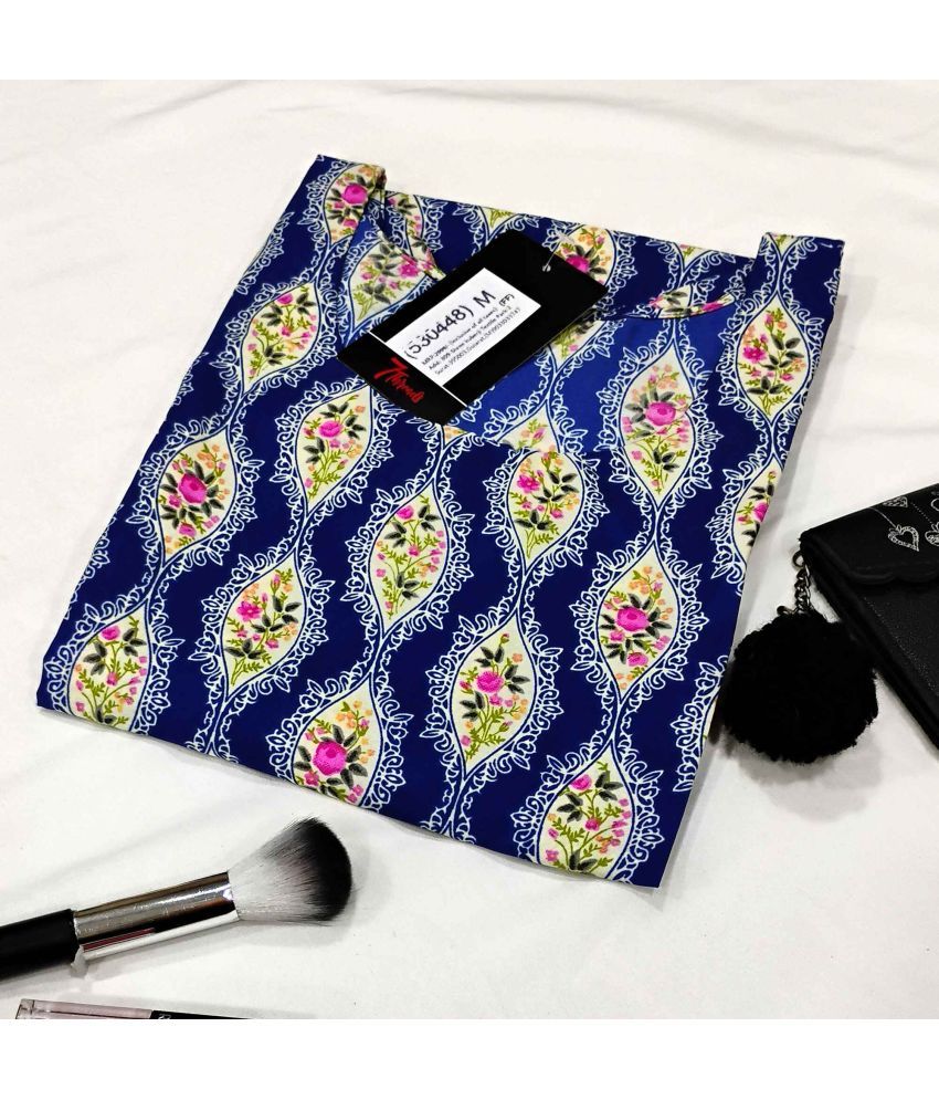     			1 Stop Fashion Pack of 1 Crepe Printed Straight Women's Kurti - ( Navy Blue )