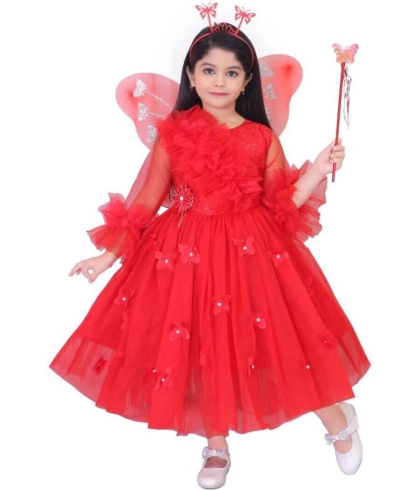     			APNA COLLECTION Net Gown For Girls ( Pack of 1 , Red )