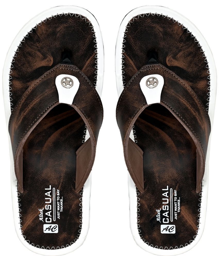     			Altek Brown Men's Thong Flip Flop