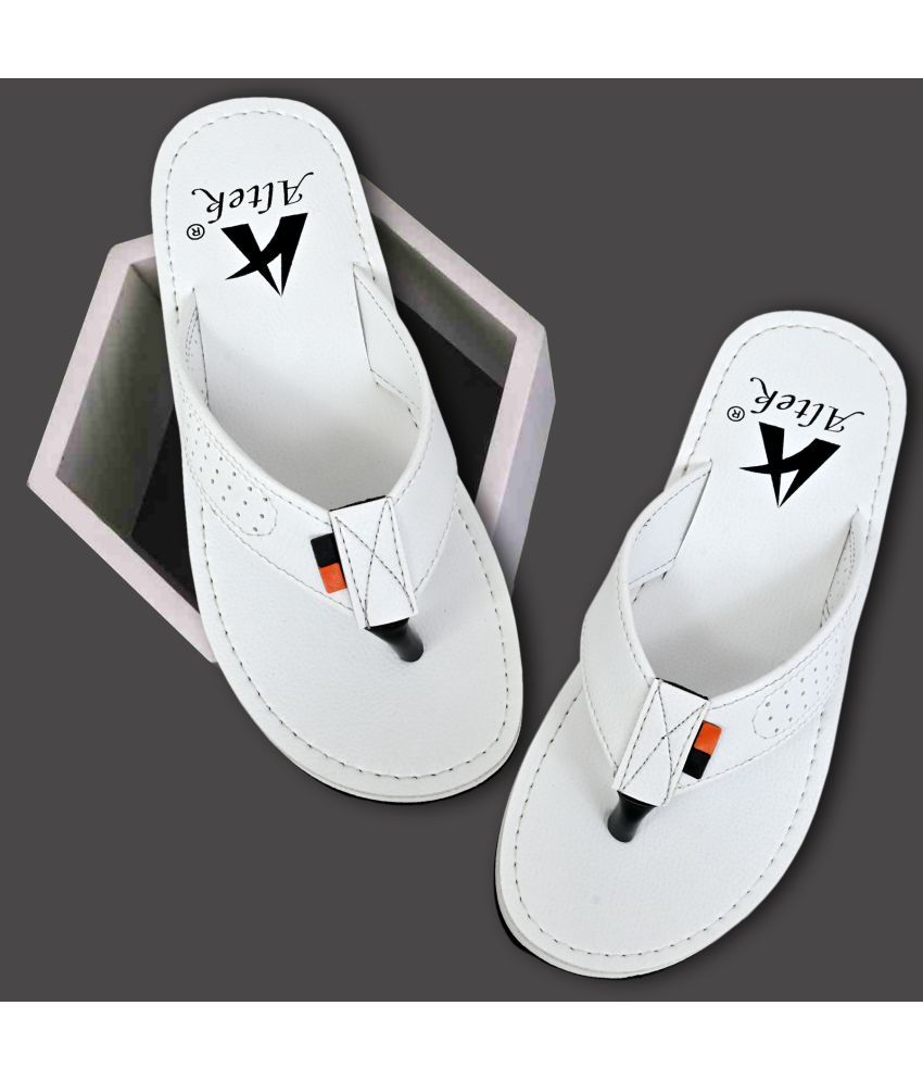     			Altek White Men's Thong Flip Flop